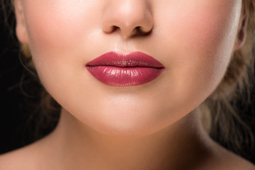 Fototapeta premium Woman lips with lipstick