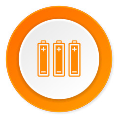 battery orange circle 3d modern design flat icon on white background