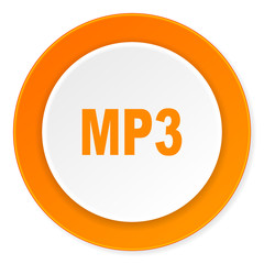 mp3 orange circle 3d modern design flat icon on white background