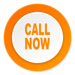 call now orange circle 3d modern design flat icon on white background