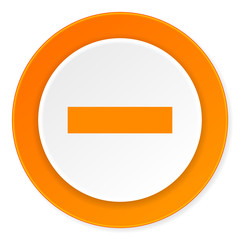 minus orange circle 3d modern design flat icon on white background
