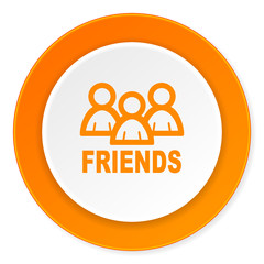 friends orange circle 3d modern design flat icon on white background