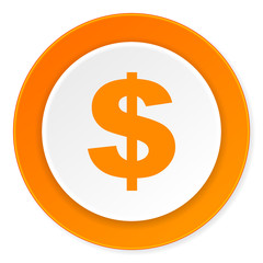 dollar orange circle 3d modern design flat icon on white background