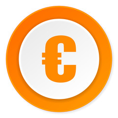 euro orange circle 3d modern design flat icon on white background