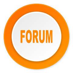 forum orange circle 3d modern design flat icon on white background