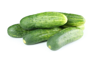 Fresh cucumbers isolated on white