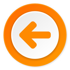 left arrow orange circle 3d modern design flat icon on white background