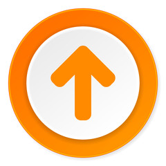 up arrow orange circle 3d modern design flat icon on white background