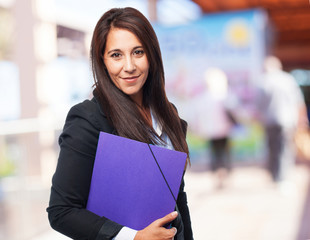cool business-woman with folder