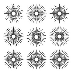 Set of nine line light rays
