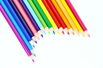 Colour pencils on white background