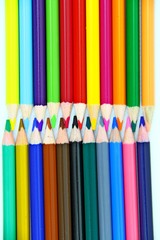 Colour pencils on white background