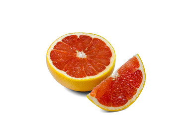 Fototapeta na wymiar Sliced grapefruit isolated on white background