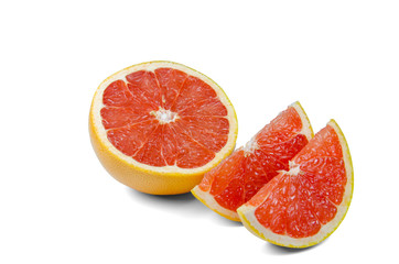 Fototapeta na wymiar Sliced grapefruit isolated on white background