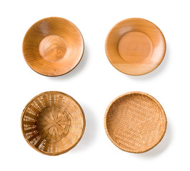 Brown wicker basketand plate