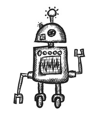 doodle funny robot