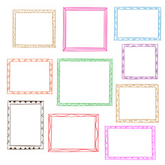 Photo frames doodle sketch, vector