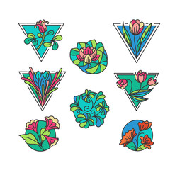 Colorful floral icons