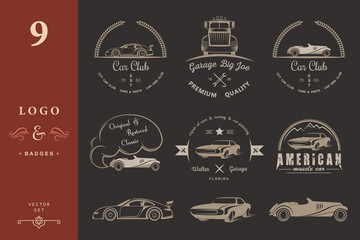 Set of vintage badges car club and garage © M.Style