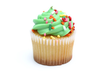 Green Cupcakes Isolated on a White Background