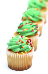 Green Cupcakes Isolated on a White Background