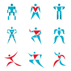 People signs - creative vector collection. Human figures - vector icons set. Human vector logo. Vector logo template. Design elements.