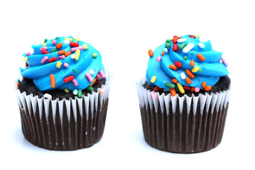 Blue Cupcakes Isolated on a White Background