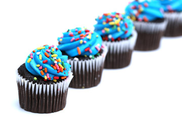 Blue Cupcakes Isolated on a White Background