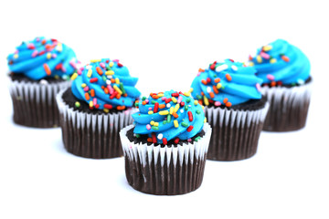 Blue Cupcakes Isolated on a White Background