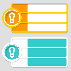 Fototapeta premium Colored boxes for your text and exclamation mark