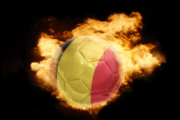 Fototapeta premium football ball with the flag of belgium on fire