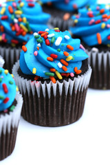 Blue Cupcakes Isolated on a White Background