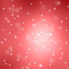 Beautiful blurry red abstract snowflake and stars Christmas and New Year illustration with copy space background