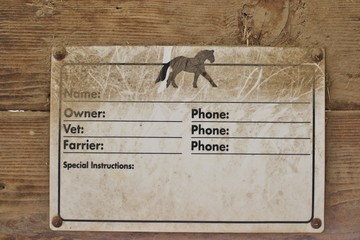 Animals: Horse sign for owner
