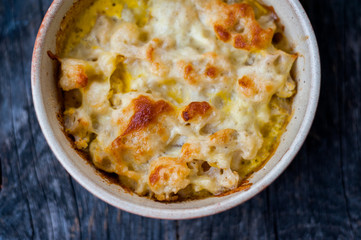 Baked cauliflower with cheese and eggs