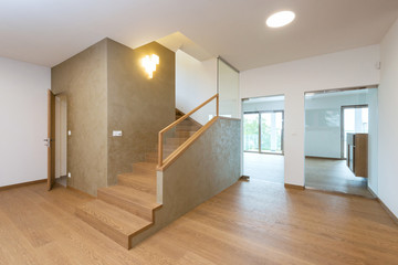 Hallway of contemporary house with stairway