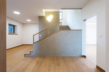 Hallway with stairs in contemporary house