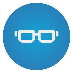 Flat white Glasses icon on blue circle