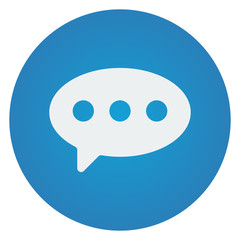 Flat white Comment icon on blue circle