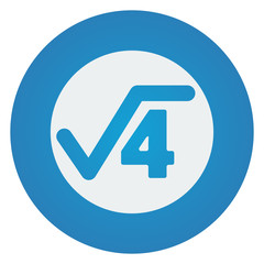 Flat white Square Root icon on blue circle
