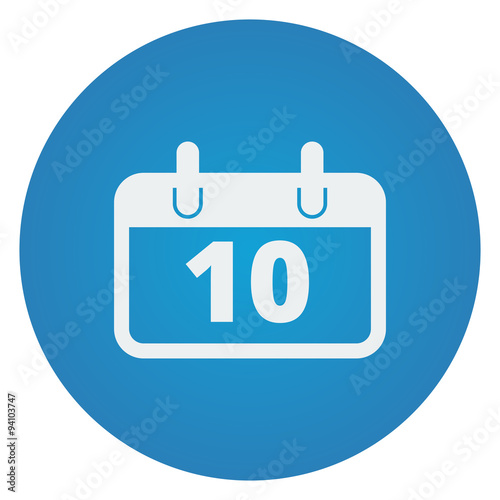 "Flat white Calendar icon on blue circle" Stock image and royalty-free
