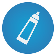 Flat white Baby Bottle icon on blue circle