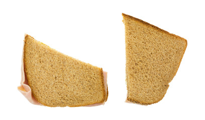 Ham and cheese sandwich on a white background