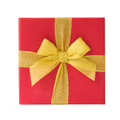 Red gift box isolated over white