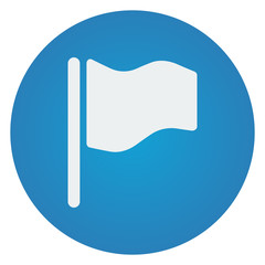 Flat white Flag icon on blue circle