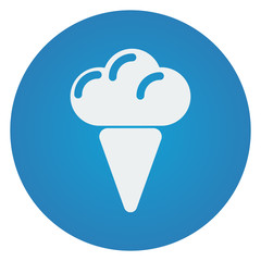 Flat white Ice Cream icon on blue circle