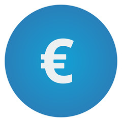 Flat white Euro icon on blue circle
