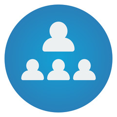 Flat white Organization icon on blue circle
