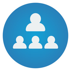 Flat white Organization icon on blue circle