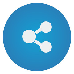 Flat white Share icon on blue circle